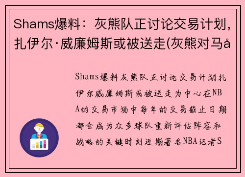 Shams爆料：灰熊队正讨论交易计划，扎伊尔·威廉姆斯或被送走(灰熊对马刺聚胜顽球汇)